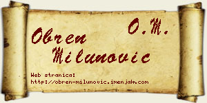 Obren Milunović vizit kartica